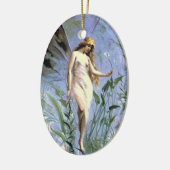 かわいらしヴィンテージアート妖精の花 – 名前のギフトを追加 セラミックオーナメント (左)