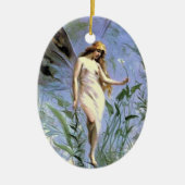 かわいらしヴィンテージアート妖精の花 – 名前のギフトを追加 セラミックオーナメント (正面)