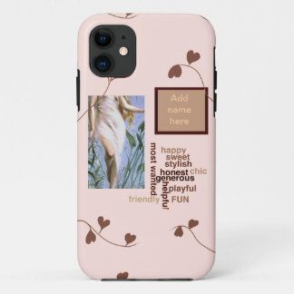 かわいらしヴィンテージアート妖精の花 – 名前のギフトを追加 iPhone 11 ケース