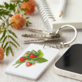 かわいらしヴィンテージイチゴ、メッセージオンバック キーホルダー (正面右)