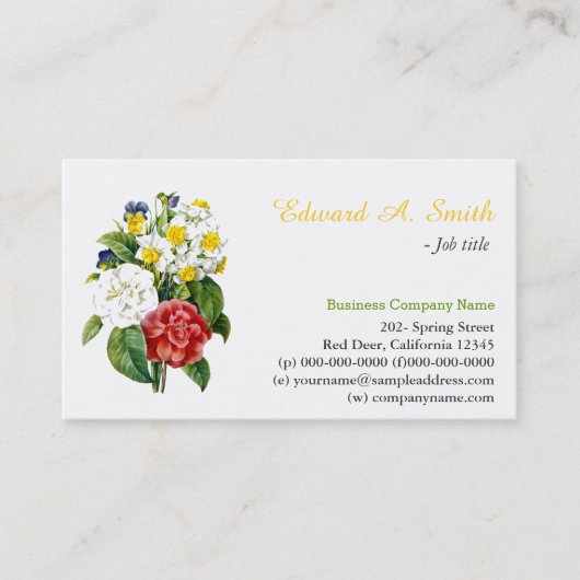 かわいらしヴィンテージカラフル花プロフェッショナル 名刺 (正面)