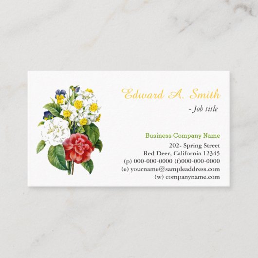 かわいらしヴィンテージカラフル花プロフェッショナル 名刺 (正面)