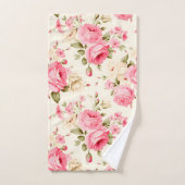 かわいらしヴィンテージクエレガントリーム赤面ピンクローズ バスタオルセット (ハンドタオル)