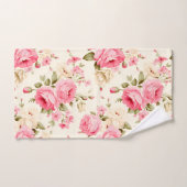 かわいらしヴィンテージクエレガントリーム赤面ピンクローズ バスタオルセット (ハンドタオル)