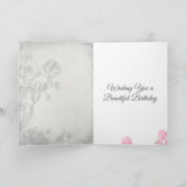 かわいらしヴィンテージスタイルバラとウサギ誕生日 カード (内部)