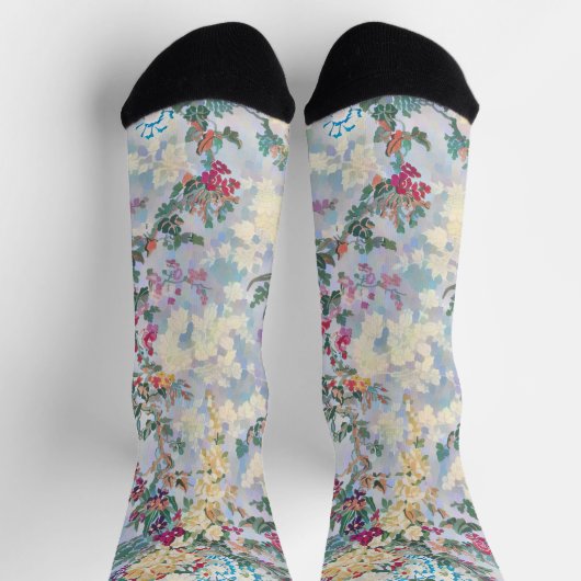 かわいらしヴィンテージスタイルフローラ熱狂するソックス ソックス (上部)