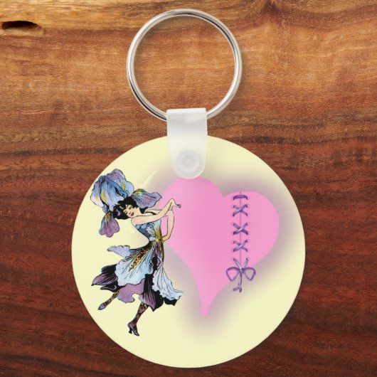 かわいらしヴィンテージハートフラワーフェイカスタマイズア- it キーホルダー (正面)