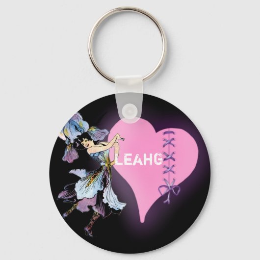 かわいらしヴィンテージハートフラワーフェイカスタマイズア- it キーホルダー (正面)