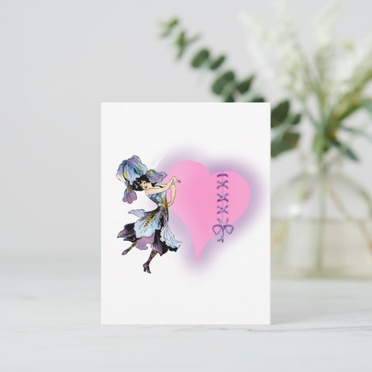 かわいらしヴィンテージハートフラワーフェイカスタマイズア- it ポストカード (スタンド正面)