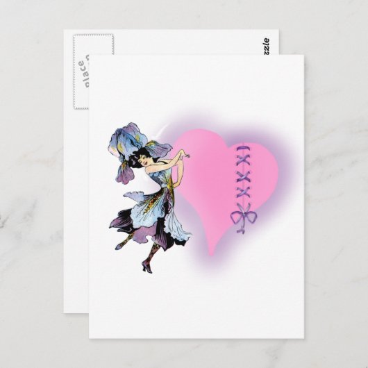 かわいらしヴィンテージハートフラワーフェイカスタマイズア- it ポストカード (正面/裏面)