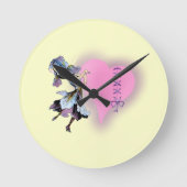 かわいらしヴィンテージハートフラワーフェイカスタマイズア- it ラウンド壁時計 (正面)