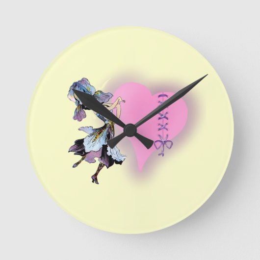 かわいらしヴィンテージハートフラワーフェイカスタマイズア- it ラウンド壁時計 (正面)