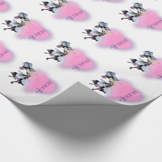 かわいらしヴィンテージハートフラワーフェイカスタマイズア- it ラッピングペーパー (角)