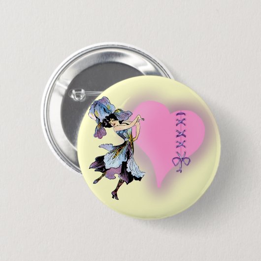 かわいらしヴィンテージハートフラワーフェイカスタマイズア- it 缶バッジ (正面&裏面)