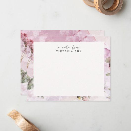 かわいらしヴィンテージパーソナライズされたバラ ノートカード (正面/裏面インサイチュ)