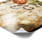 かわいらしヴィンテージビクトリアンセピアバラ羊皮紙 フォトプリント            (角)