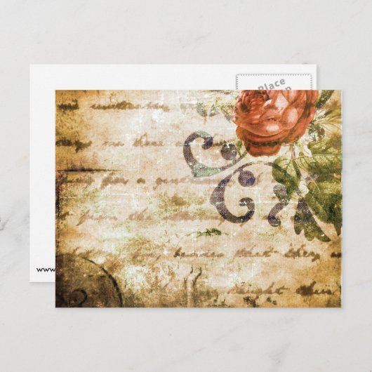 かわいらしヴィンテージビクトリアンセピアバラ羊皮紙 ポストカード (正面/裏面)