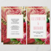 かわいらしヴィンテージピンクのバラ折り畳み式結婚式 (正面/裏面)