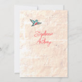 かわいらしヴィンテージピンクのフローラブルーバ縁どードズ結婚の 招待状 (裏面)