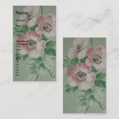 かわいらしヴィンテージピンクの花（縦） 名刺 (正面/裏面)