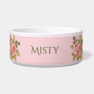 かわいらしヴィンテージピンクローズパーソナライズされた ボウル
