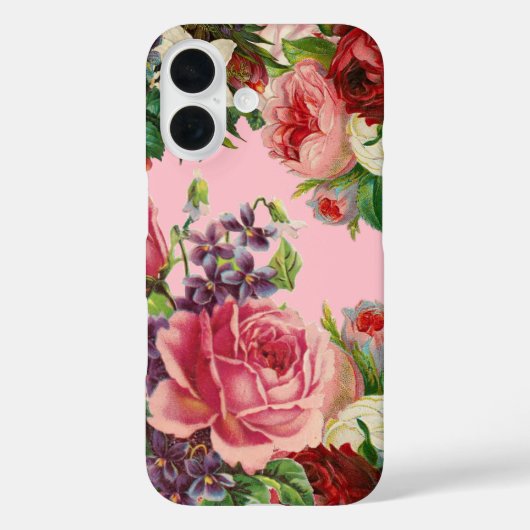 かわいらしヴィンテージピンク赤紫色の花 Case-Mate iPhoneケース (裏面)