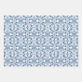 かわいらしヴィンテージフランスの花模様（青と白） ラッピングペーパーシート (正面2)