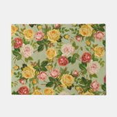 かわいらしヴィンテージフローラバラパタガーリーーン ドアマット (正面)