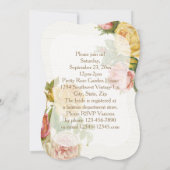 かわいらしヴィンテージフローラバラホワイトウォッシュブライダルシャワー 招待状 (裏面)