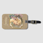 かわいらしヴィンテージポートレートパーソナライズされた ラゲッジタグ (正面横)