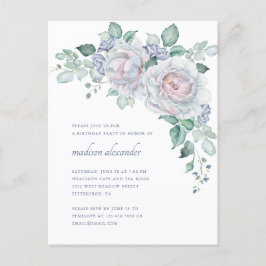 かわいらしヴィンテージルックフローラ誕生日パーティー インビテーションポストカード
