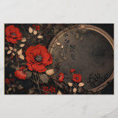 かわいらしヴィンテージレッド&ブラックフローラ紙 (正面)