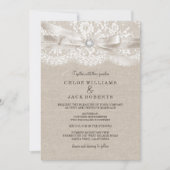 かわいらしヴィンテージレース&バーラップ結婚式招待状 招待状 (正面)