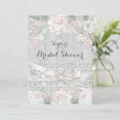かわいらしヴィンテージレース&フローラブライダルシャワー招待状 招待状 (スタンド正面)