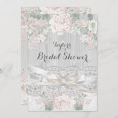 かわいらしヴィンテージレース&フローラブライダルシャワー招待状 招待状 (正面/裏面)