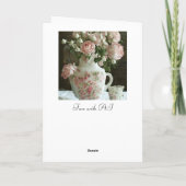 かわいらしヴィンテージ中国のティーポットとバラ |誕生日 カード (裏面)