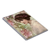 かわいらしヴィンテージ女性ピンクフローラ手帳 ノートブック (右側)