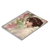 かわいらしヴィンテージ女性ピンクフローラ手帳 ノートブック (左側)