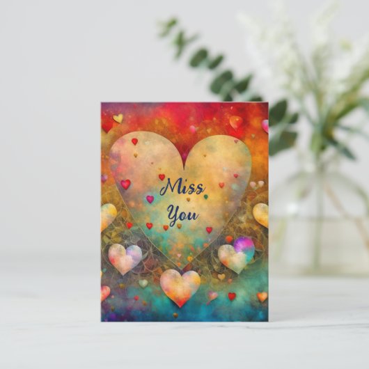 かわいらしヴィンテージ恋しく思ハート ポストカード (スタンド正面)