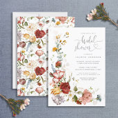 かわいらしヴィンテージ水彩フローラブライダルシャワー 招待状