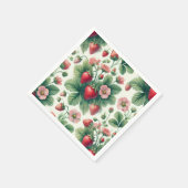 かわいらしヴィンテージ水彩夏イチゴ スタンダードカクテルナプキン (角)