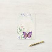 かわいらしヴィンテージ水色バタフライパーソナライズされた ポストイット (デスク上)