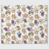 かわいらしヴィンテージ混合花 ラッピングペーパー (フラット)