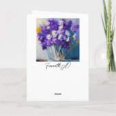 かわいらしヴィンテージ紫の花 |こんにちは カード (裏面)