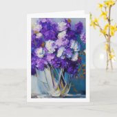 かわいらしヴィンテージ紫の花 |の考えお客様 カード (黄色い花)