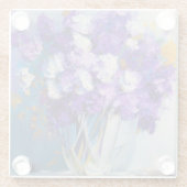 かわいらしヴィンテージ紫の花 ガラスコースター (裏面)