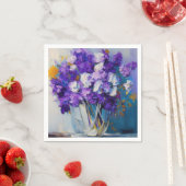 かわいらしヴィンテージ紫の花 スタンダードカクテルナプキン (インサイチュ)