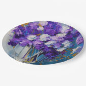 かわいらしヴィンテージ紫の花 ペーパープレート (アングル)
