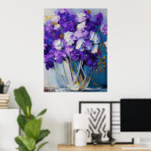 かわいらしヴィンテージ紫の花 ポスター (ホームオフィス)