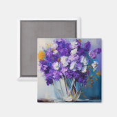 かわいらしヴィンテージ紫の花 マグネット (正面/裏面)